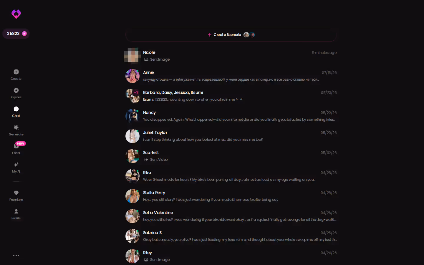 GoLove chats inbox with every ongoing character thread one tap away